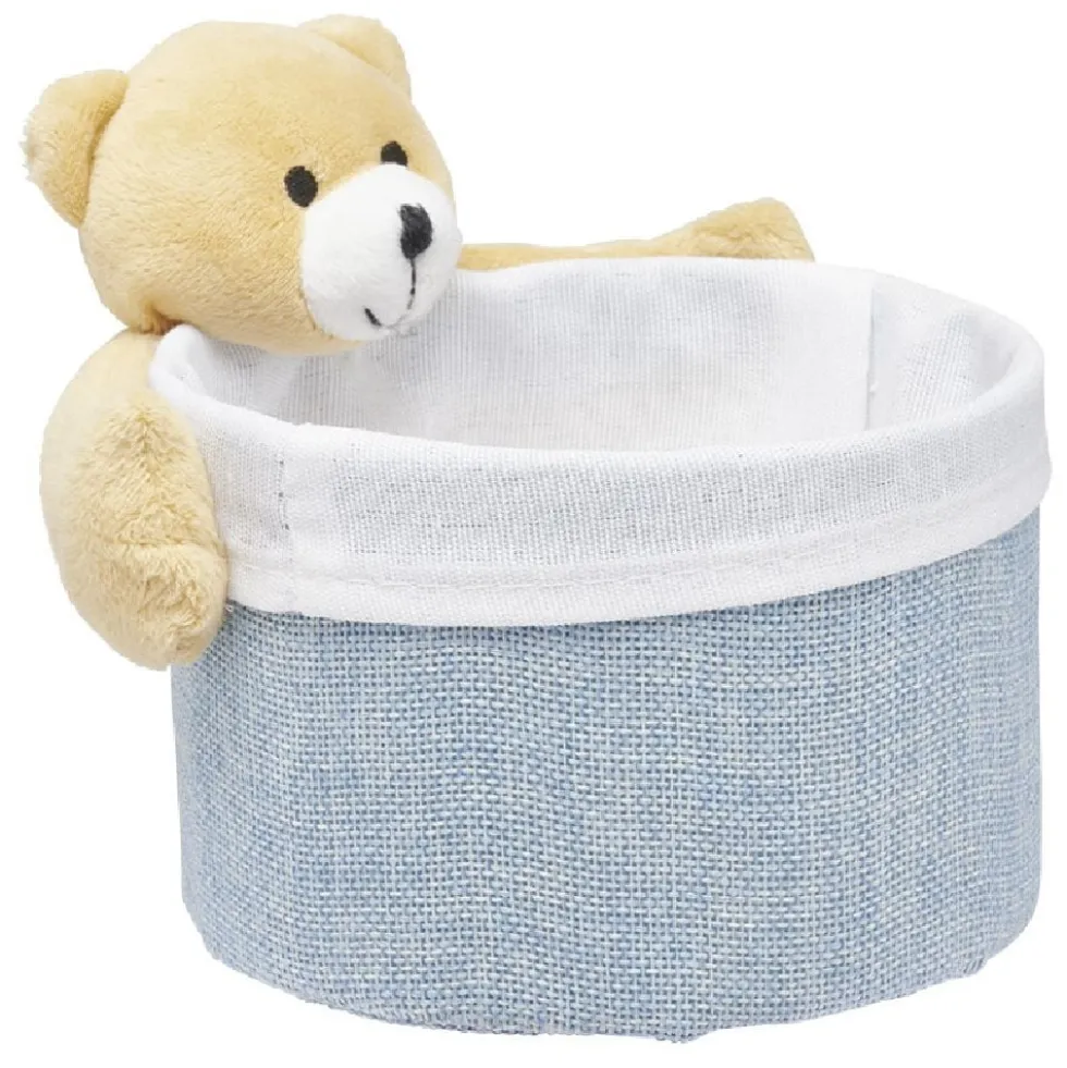 Panière ronde avec peluche animal Ø15 x H.14 cm