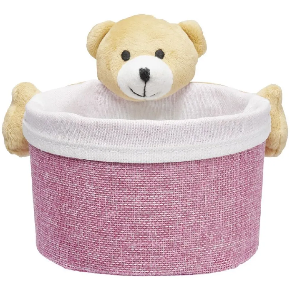 Panière ronde avec peluche animal Ø15 x H.14 cm