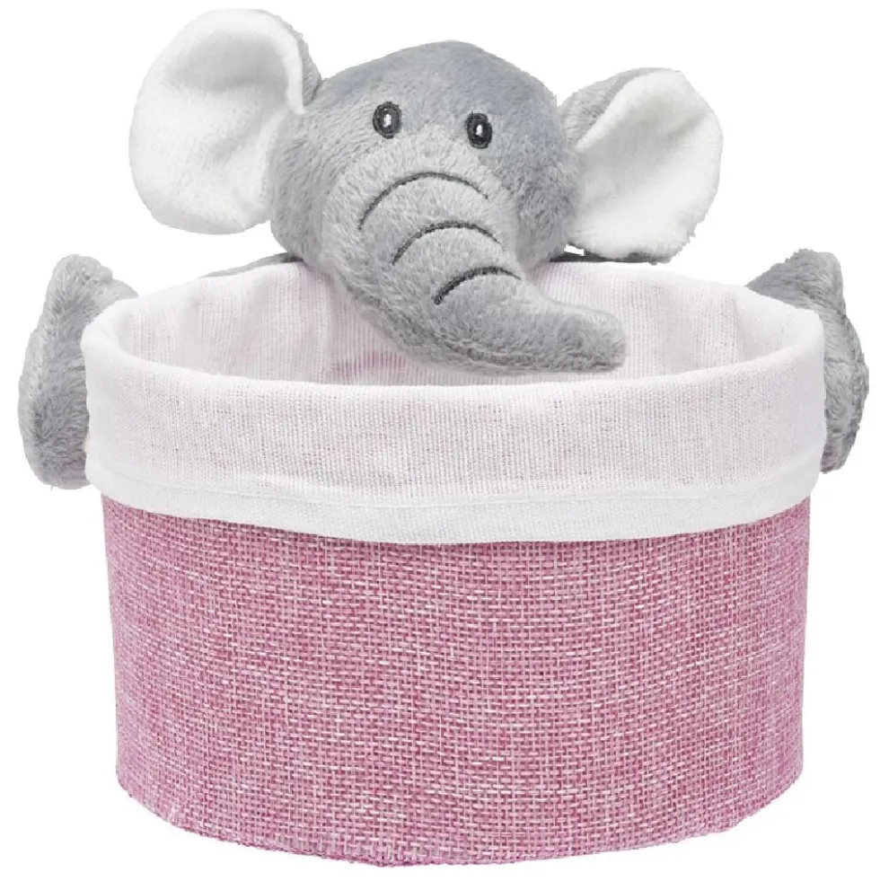 Panière ronde avec peluche animal Ø15 x H.14 cm