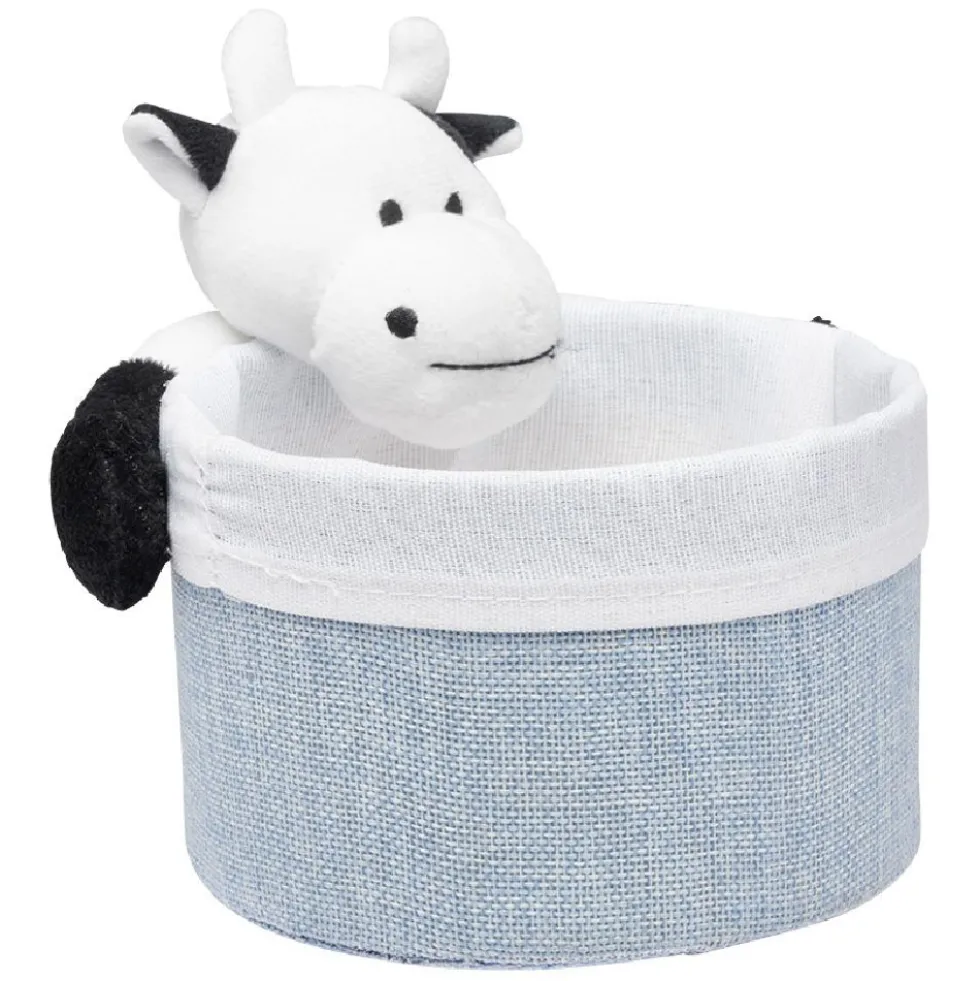 Panière ronde avec peluche animal Ø15 x H.14 cm