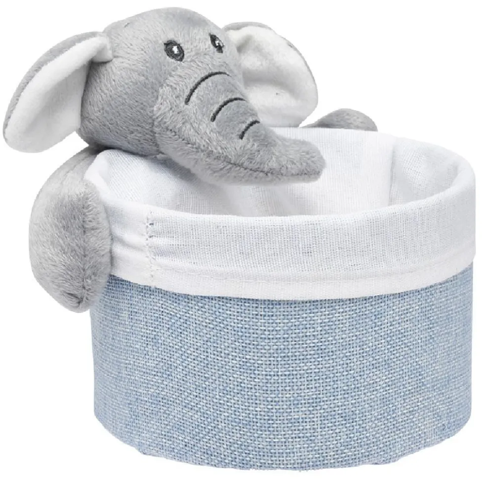 Panière ronde avec peluche animal Ø15 x H.14 cm