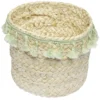 Panière ronde en jonc naturel avec pompons vert Ø19 cm
