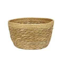 Panière ronde en osier naturel tressé Ø25xH14,5cm