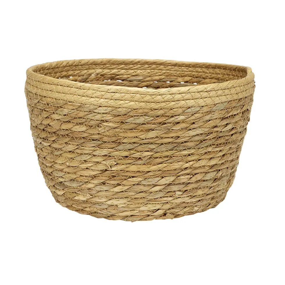 Panière ronde en osier naturel tressé Ø28,5xH15cm