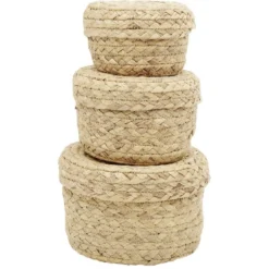 Panière ronde jonc tressé naturel x3
