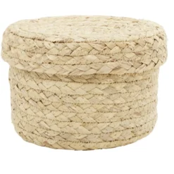 Panière ronde jonc tressé naturel x3