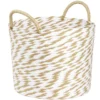 Panière ronde roseau et papier naturel blanc Ø30xH25cm