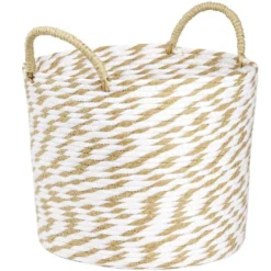 Panière ronde roseau et papier naturel blanc Ø30xH25cm