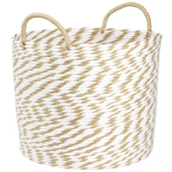 Panière ronde roseau et papier naturel blanc Ø35xH35cm