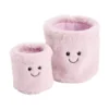 Panière ronde x2 fourrure rose visage mignon Ø11et16,5cm