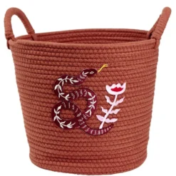 Panière tressée en coton motif animaux Ø30xH35cm (2 modèles)