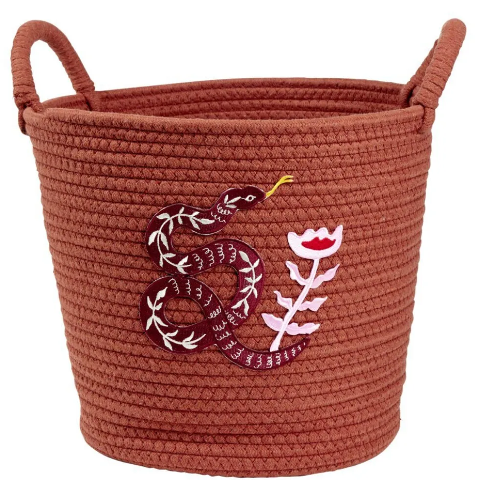 Panière tressée en coton motif animaux Ø30xH35cm (2 modèles)