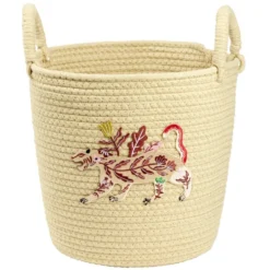 Panière tressée en coton motif animaux Ø30xH35cm (2 modèles)