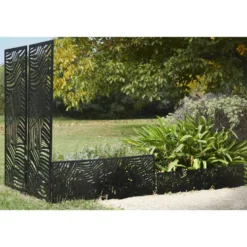 Panneau décoratif design feuillage métal ajouré noir 50xH130cm