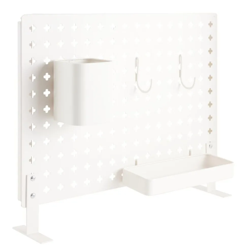 Panneau métal pour bureau L52xH37cm avec 2 compartiments amovibles et 2 crochets