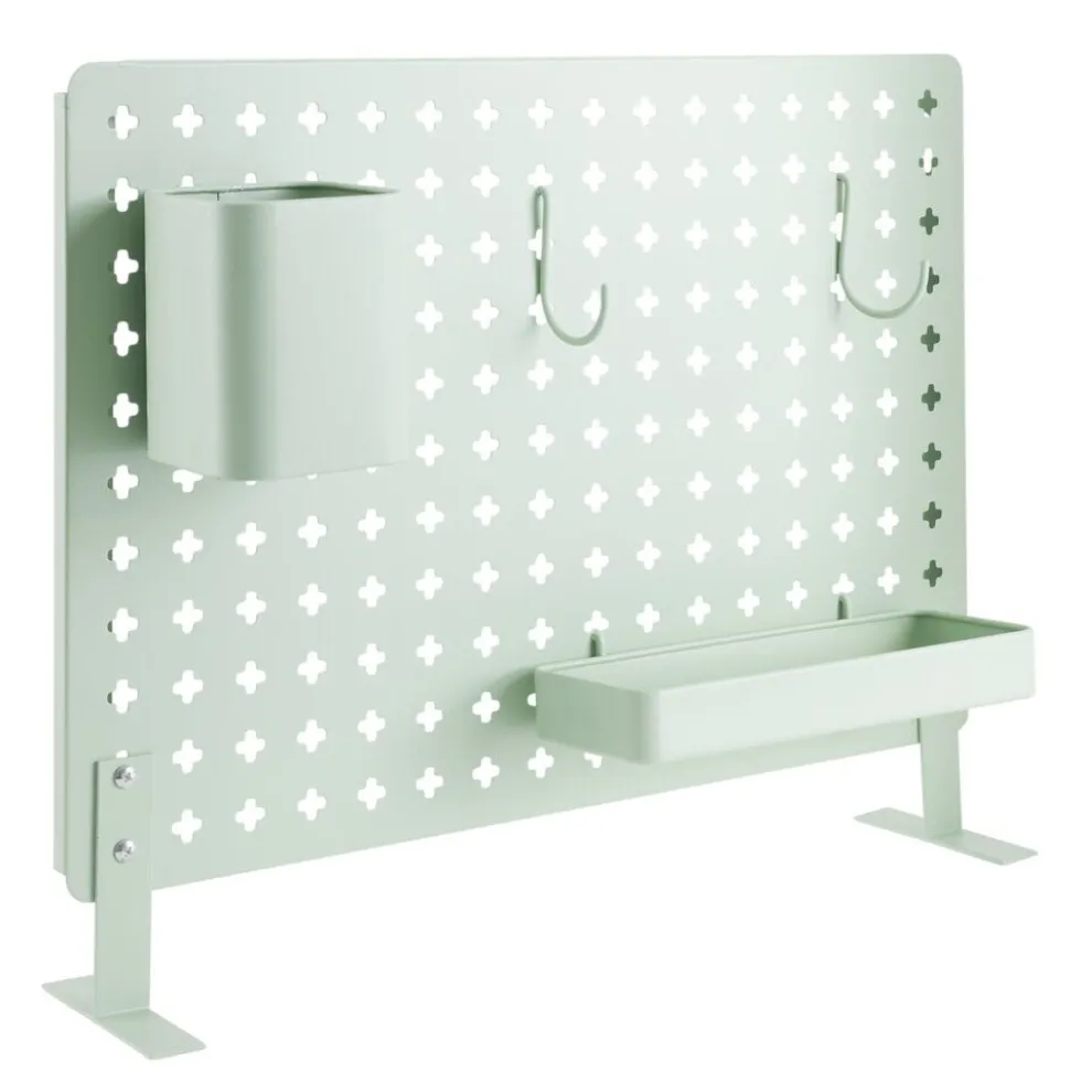 Panneau métal pour bureau L52xH37cm avec 2 compartiments amovibles et 2 crochets