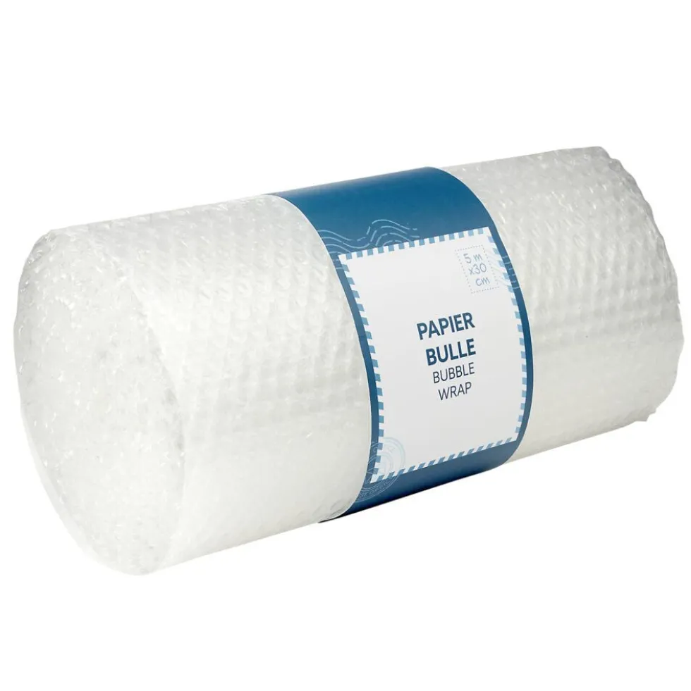 Papier bulle transparent 30cm rouleau 5m