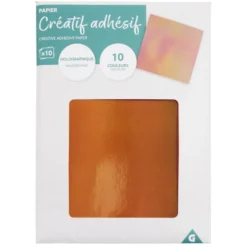 Papiers créatifs adhésifs holographiques 10 pages 20x20cm