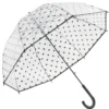 Parapluie canne automatique transparent et pois noir L87cm