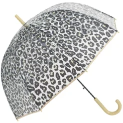 Parapluie canne transparent imprimé léopard