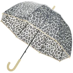 Parapluie canne transparent imprimé léopard