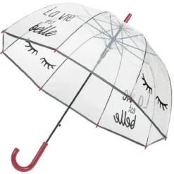 Parapluie canne transparent La vie est belle