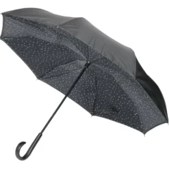 Parapluie inversé noir à motifs blancs