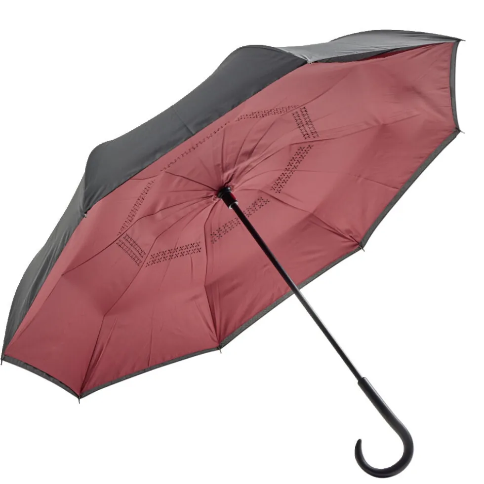 Parapluie inversé uni noir et rouge L87cm