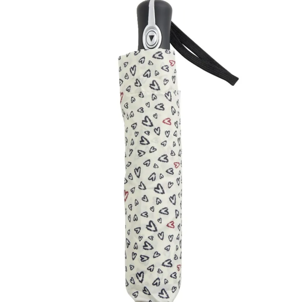 Parapluie pliable automatique motif coeur L24cm