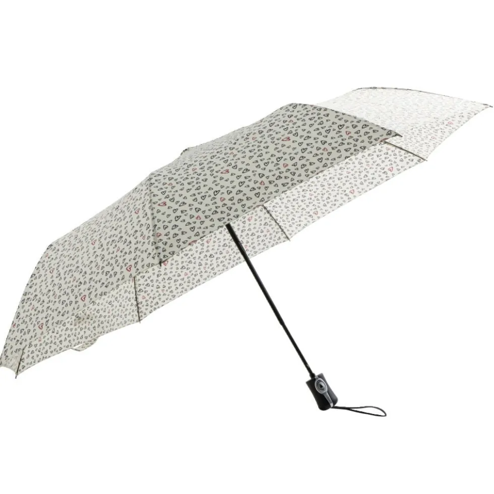 Parapluie pliable automatique motif coeur L24cm