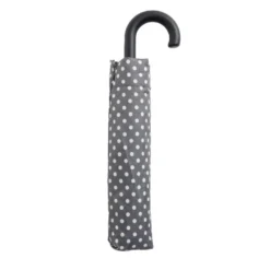 Parapluie pliable manuel uni gris et pois blanc L24cm