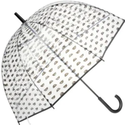 Parapluie transparent et noir motifs demi-cercles L85cm