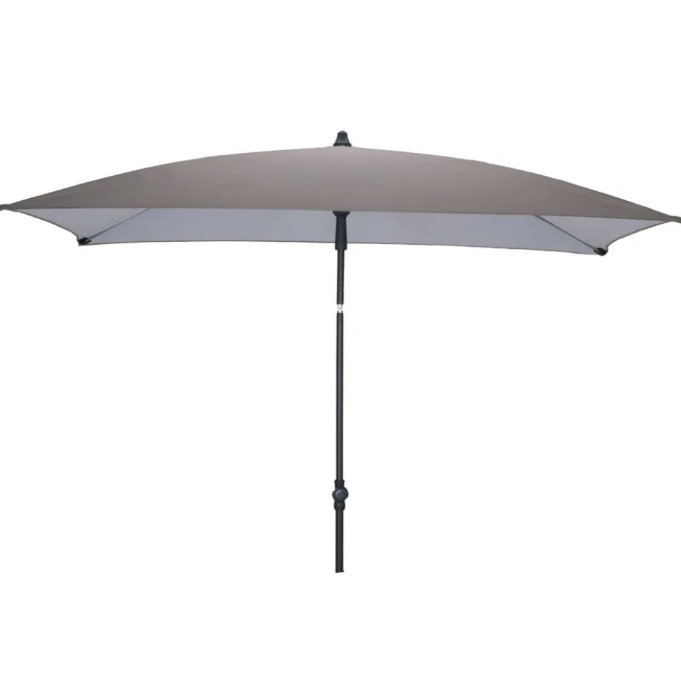 Parasol centré Chili rectangulaire push-up inclinable gris 180x118xH210cm