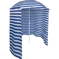 Parasol de plage rayé à rideaux Ø200xH210cm