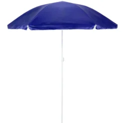 Parasol de plage UPF 50+ toile colorée Ø140xH175cm (2 modèles bleu ou jaune)