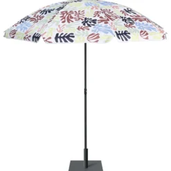Parasol Sun imprimé feuillage multicolore Ø160xH195cm