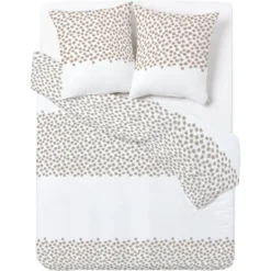 Parure de lit en coton motif fleur taupe 220x240 cm