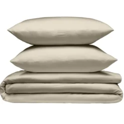 Parure de lit 2 personnes 240x220cm avec 2 taies polyester uni taupe