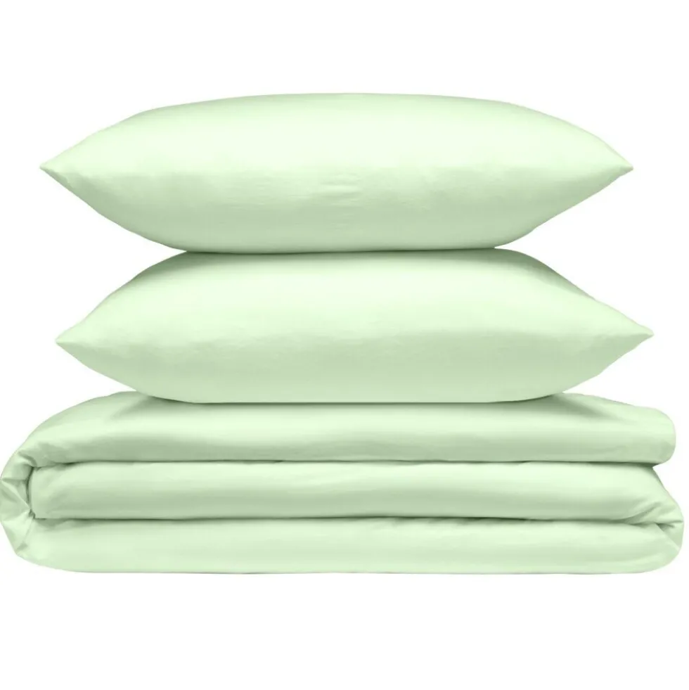 Parure de lit 2 personnes 240x220cm avec 2 taies polyester uni vert