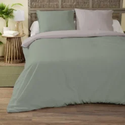 Parure de lit 2 personnes 240x260cm bicolore 3 pièces (2 modèles)