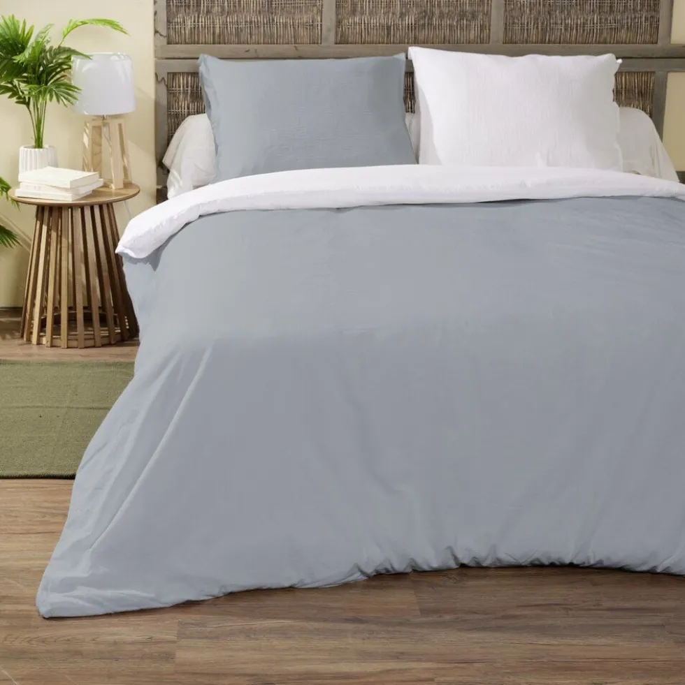 Parure de lit 2 personnes 240x260cm bicolore 3 pièces (2 modèles)