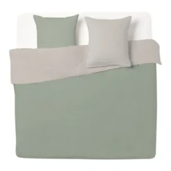 Parure de lit 2 personnes 240x260cm bicolore 3 pièces (2 modèles)
