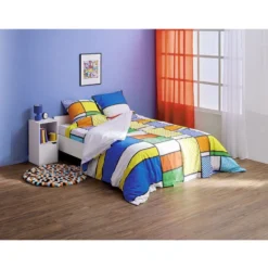 Parure de lit 2 personnes 260x240 cm king size patchwork 5 pièces