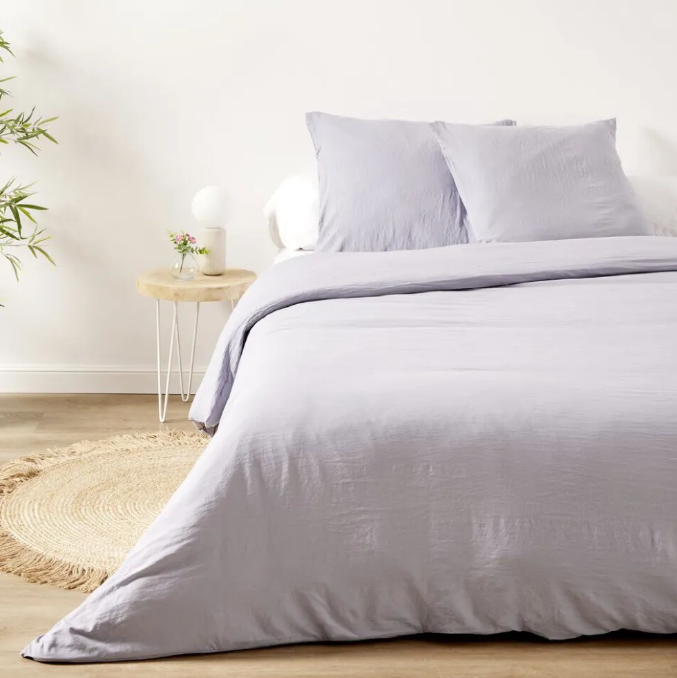 Parure de lit 2 personnes 260x240cm microlavée unie (3 modèles)