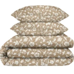 Parure de lit 2 personnes 220x240cm polyester motif végétal (3 modèles)