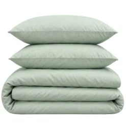Parure de lit 2 personnes 220x240cm polycoton uni 2 taies 63x63cm (2 modèles)