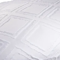 Parure de lit 2 personnes 240x220cm uni tufté (2 modèles beige ou blanc)