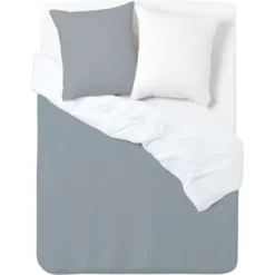 Parure de lit 2 personnes 220x240cm uni à glissière 3 pièces (2 modèles)