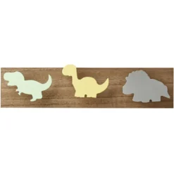 Patère bois 3 têtes enfant dinosaure 30x7xH4cm