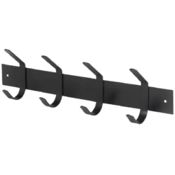 Patère en métal noir 4 crochets L40cm